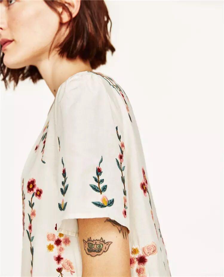 zara cream floral dress