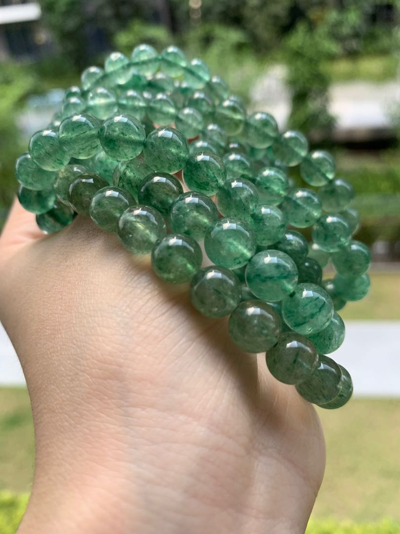 100 Natural Green Strawberry Quartz Bracelet Women S Fashion Jewelry Organisers Precious Stones On Carousell