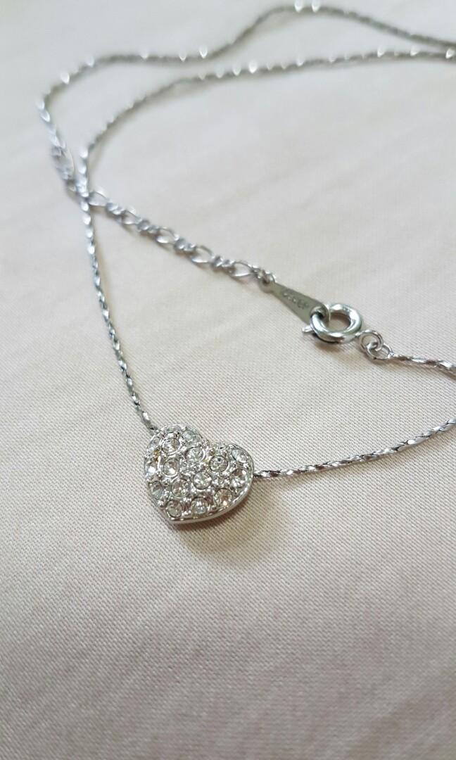 18K RGP Crystal Heart Necklace, Women's 