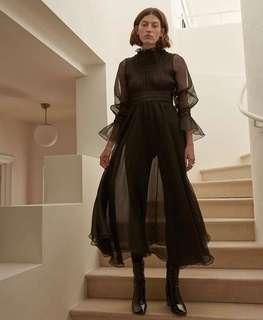 *Designer* Beaufille RS18 Sol Plissé-Chiffon Midi Dress
