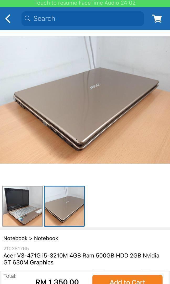 Acer V3 471g Nvidia Geforce Gt 630m 6gb Ram Electronics Computers Laptops On Carousell G3d mark distribution for geforce gt 630m. carousell