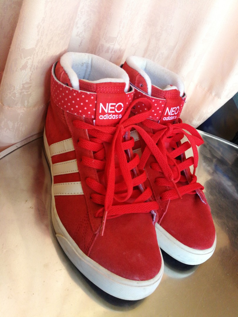 Adidas Neo Red High Cut, Women's Fashion, Shoes, Sneakers on Carousell