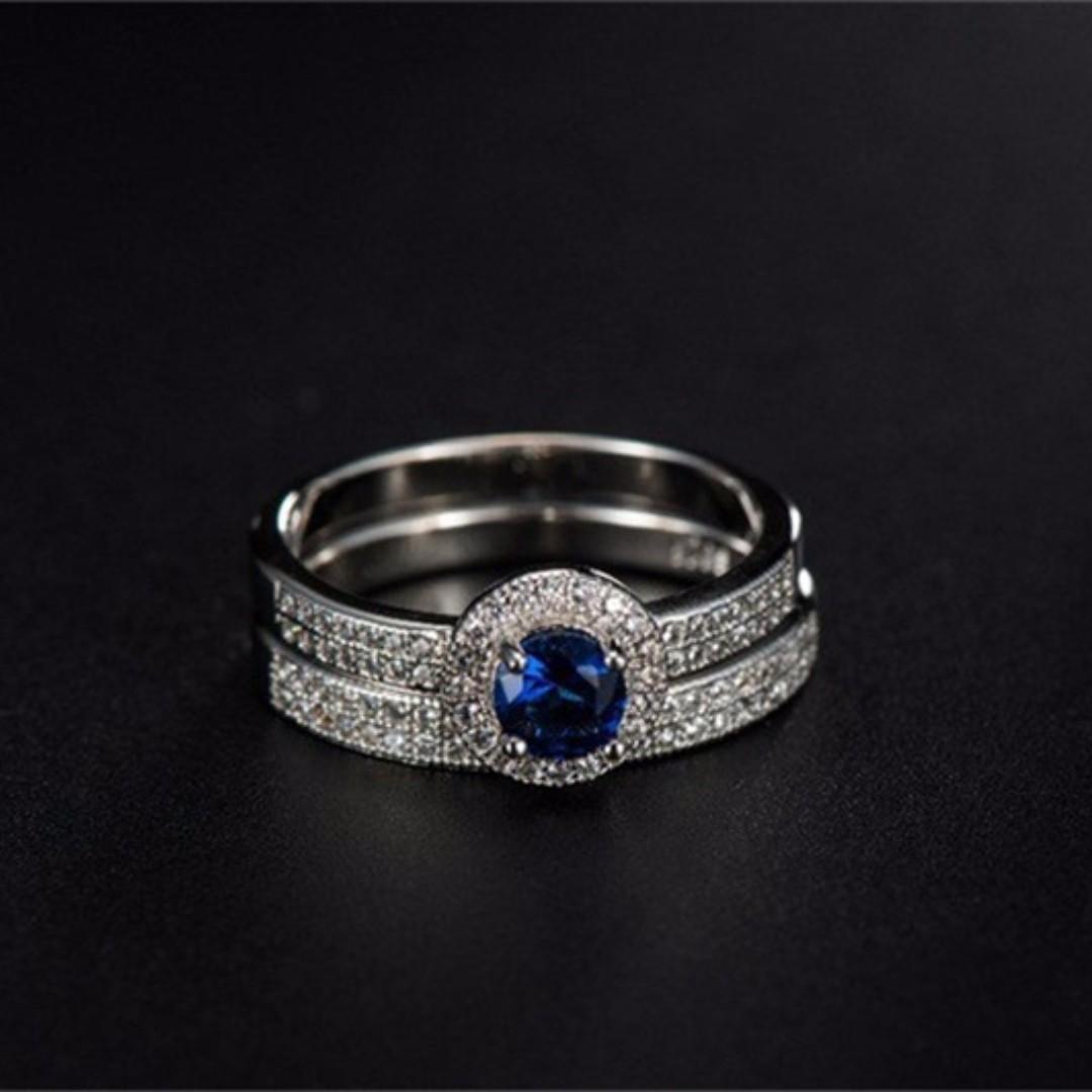 Blue Diamond Ring Women S Fashion Jewellery Rings On Carousell