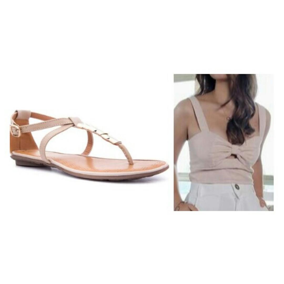 BUNDLE: So Fab! Sandals & Ribbon Crop Top (Category: Flats & Sandals) located in Cebu City. Submitted by roxyyap (Listing ID 215845572, Image 1). Description: .