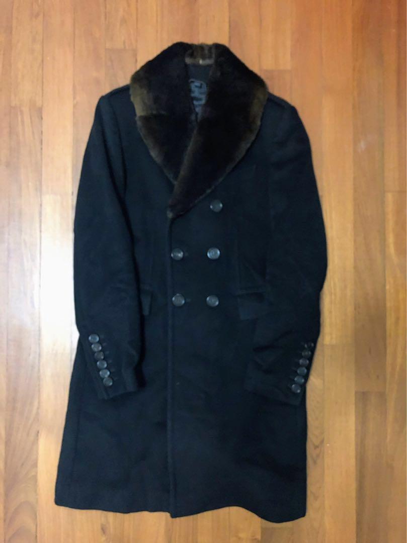 Burberry revere collar shearling coat sales
