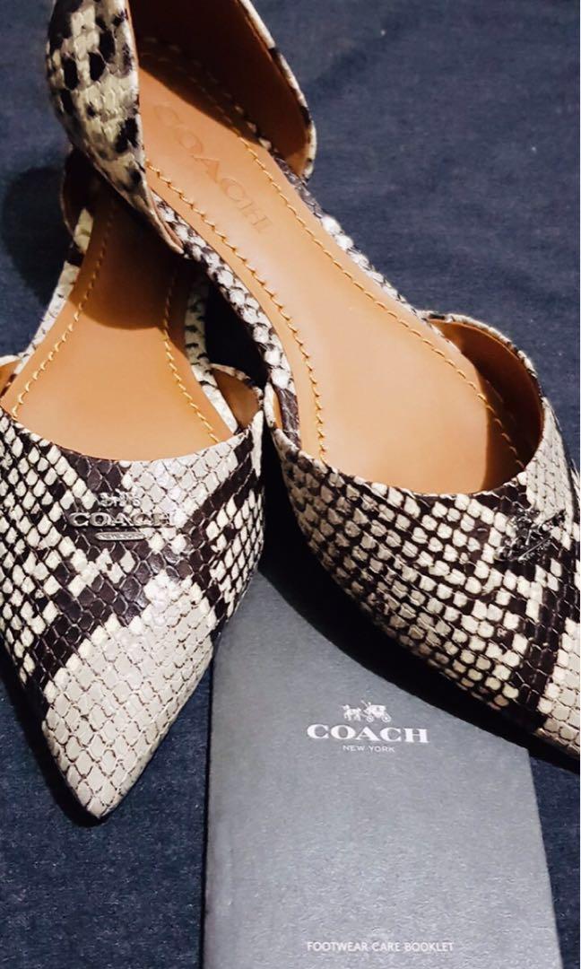 COACH Snakeskin flats Women s Fashion Footwear Flats Sandals on Carousell