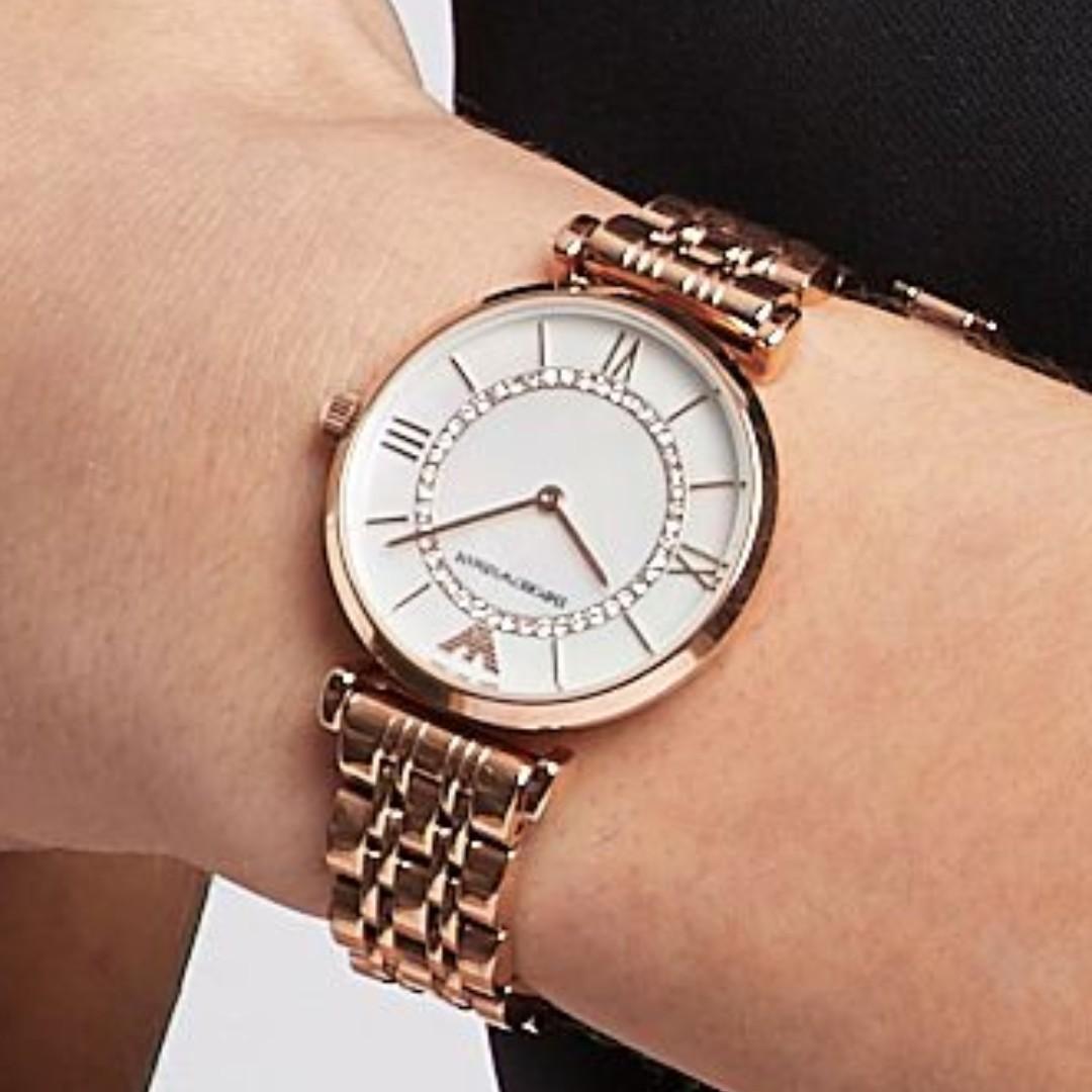 ar1909 armani rose gold ladies watch