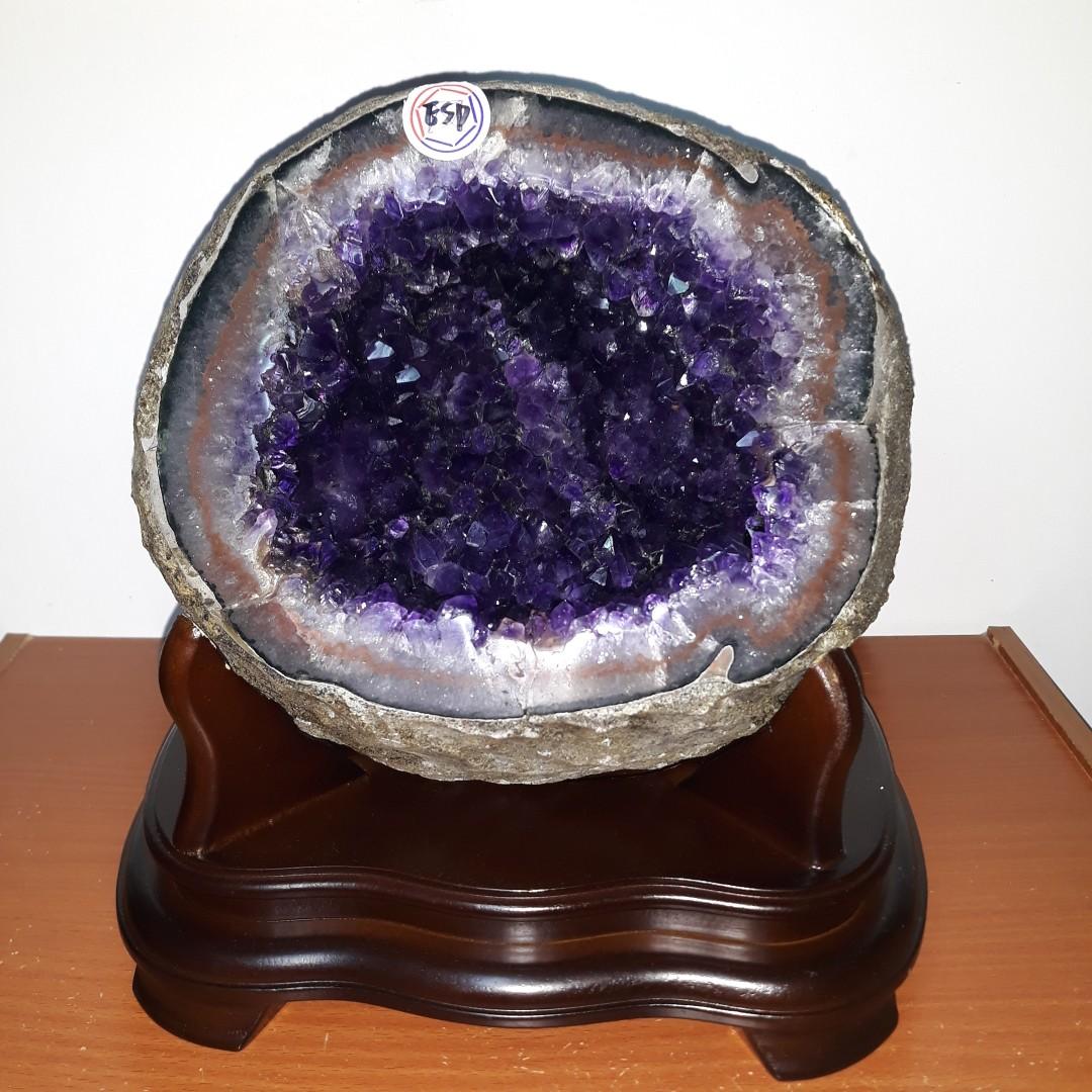 烏拉圭esp紫水晶洞7 6kg 紫晶洞 生日禮物 招財 開店 投資業務 財源廣進 聚財 紫晶片 送禮 送朋友 古董收藏 收藏品在旋轉拍賣