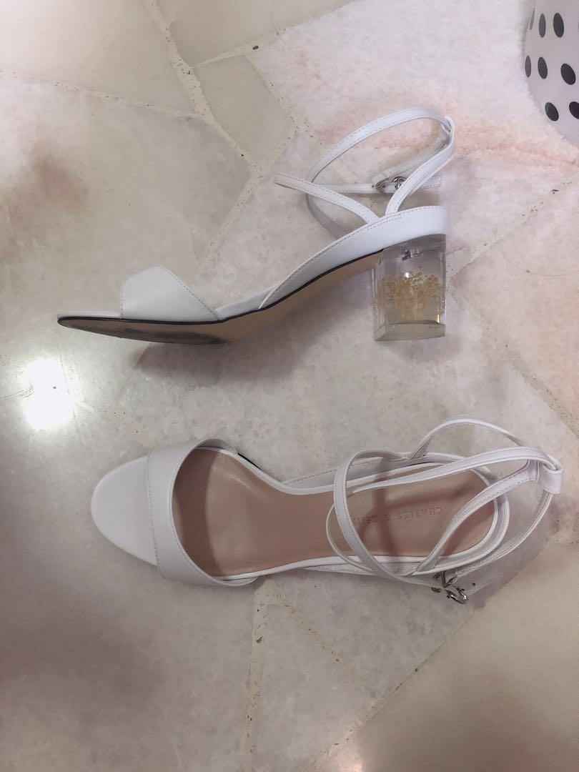 Floral lucite heels sandals