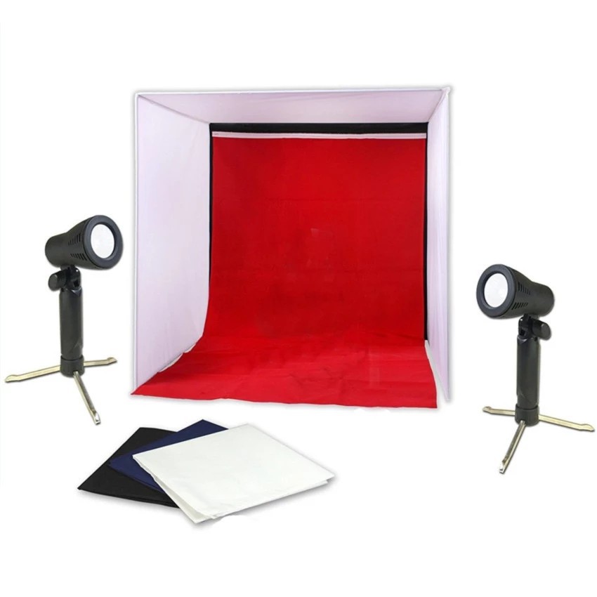 Tissu Photographie Neewer® 80 X 80 Cm - Tente De Studio Photo - Boîte à Lumière Avec 4 Toiles De Fond De Couleurs (rouge, Bleu Foncé, Noir, Blanc) Pour Photographie Diffuseur Lumiere