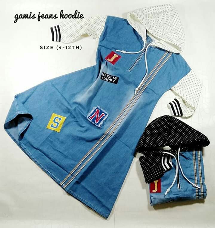 Gamis Jeans Hoodie Anak Babies Kids Girls Apparel 8 To 12