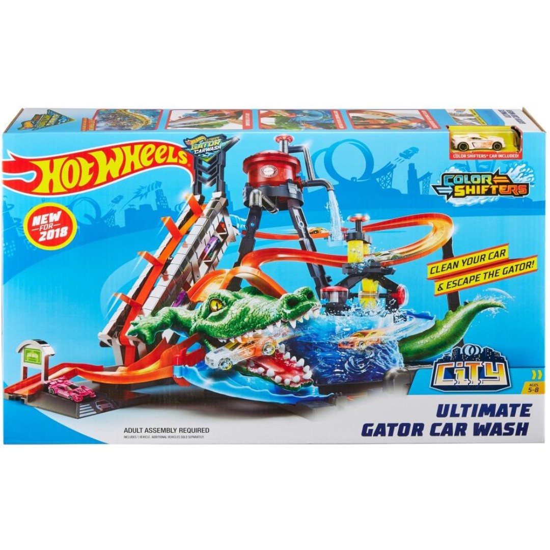 hot wheels city ultimate gator car wash play set