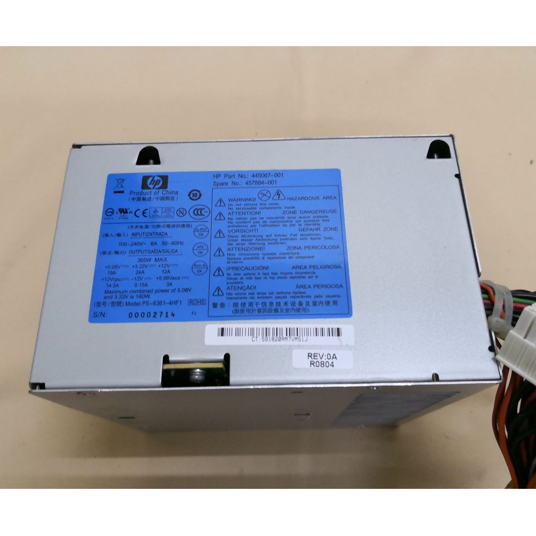 Hp 365w Power Supply Psu Ps 6361 4hf1 Compatible Hp Proliant Ml110 G5 Electronics Computer Parts Accessories On Carousell