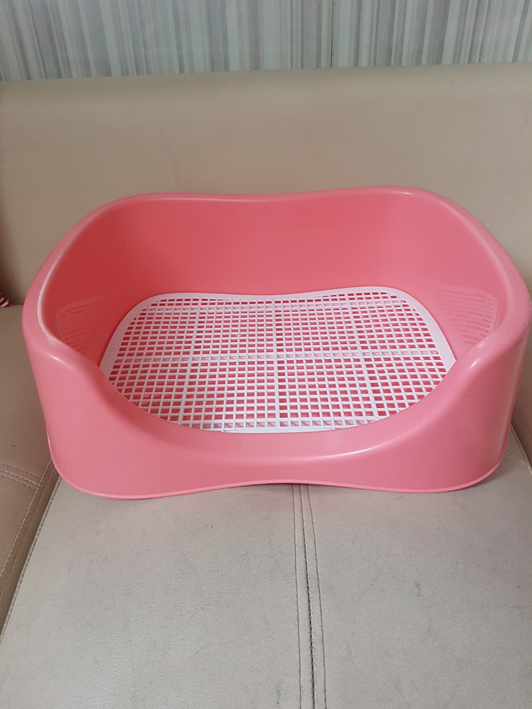 Litter box dog bunny cat toilet wadah kotoran hewan peliharaan PINK anjing kucing kelinci guinea