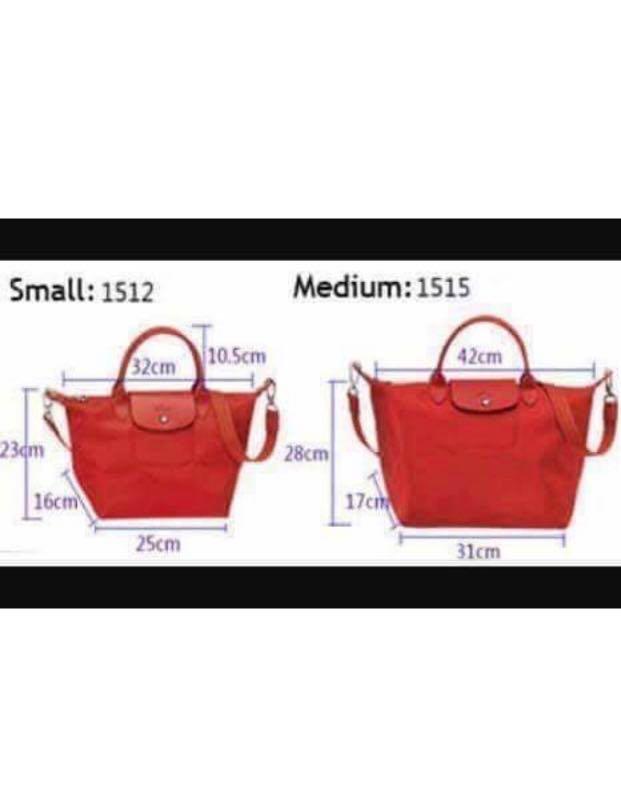 Longchamp neo size hot sale chart