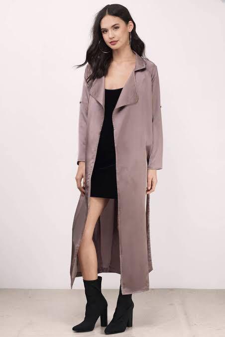 Mauve satin duster jacket coat Women s Fashion Clothes on Carousell