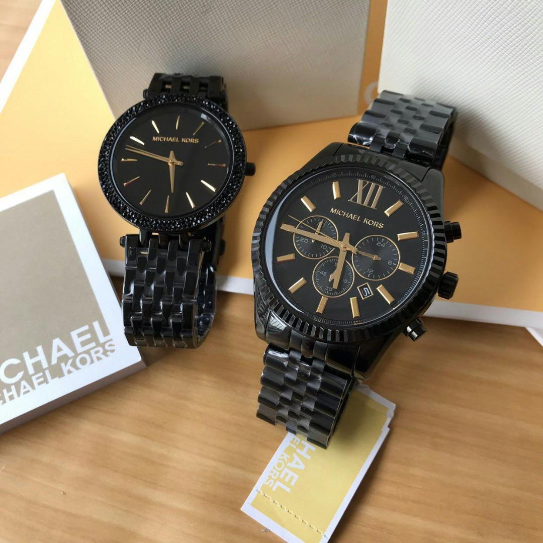 Mk watch sales black and gold