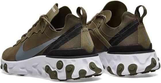 Nike React Element 55 US10 Olive Grey Black White Men s Fashion Footwear Sneakers on Carousell