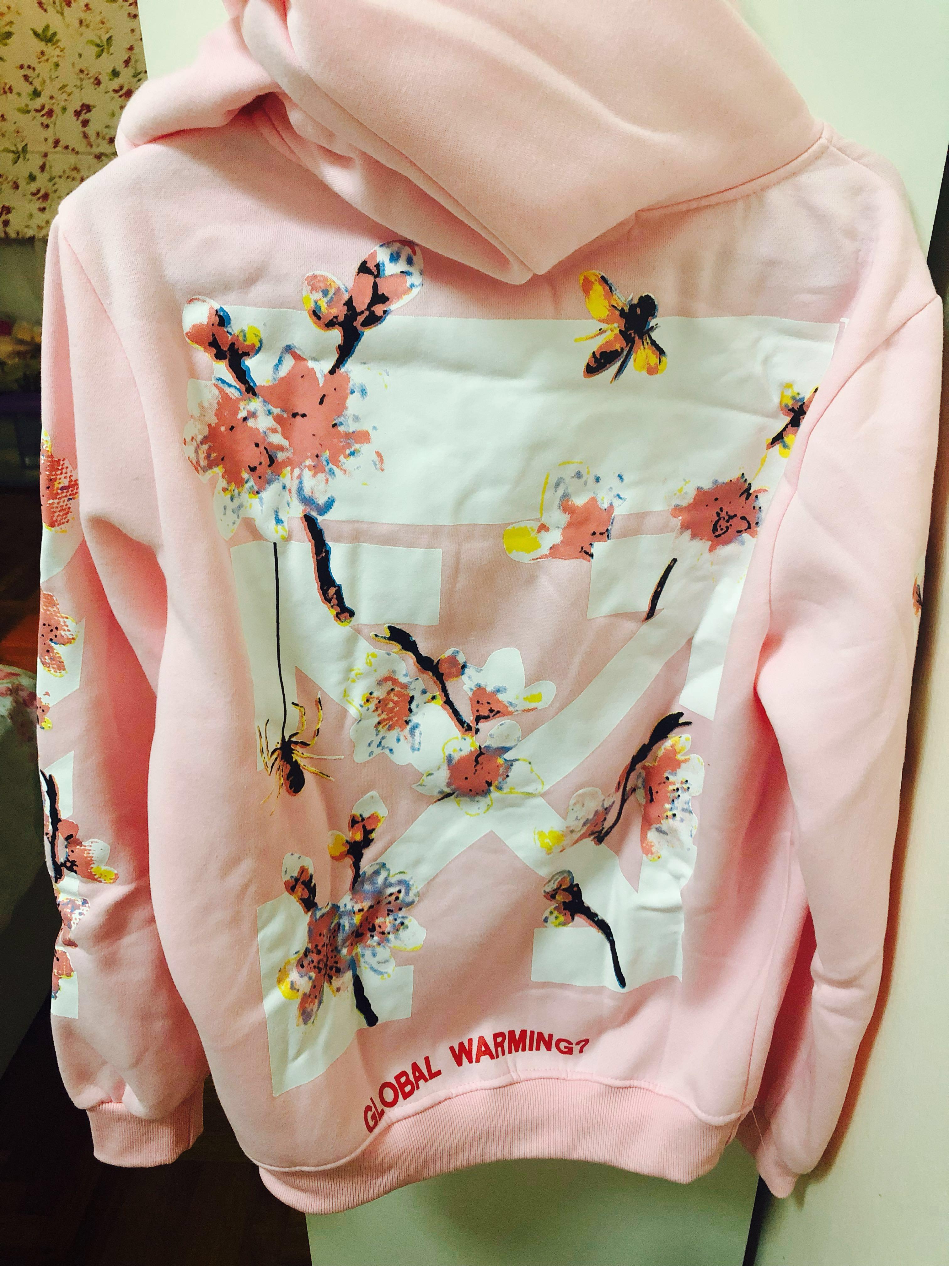 off white pink cherry blossom hoodie