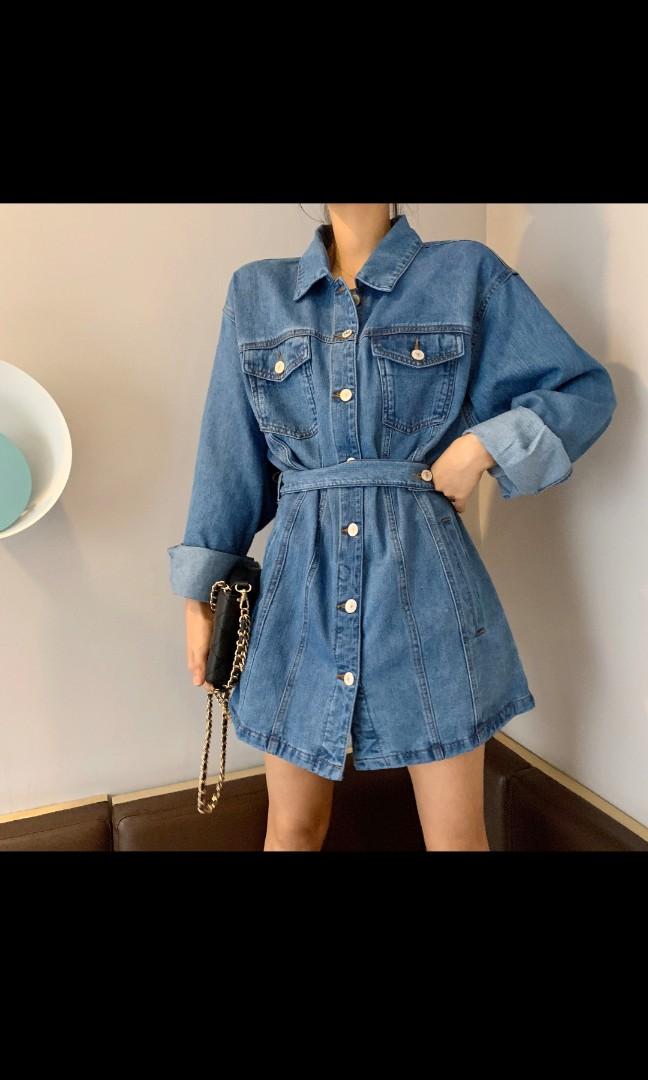white christmas dresses Denim Off Shoulder Dress — D-LUX