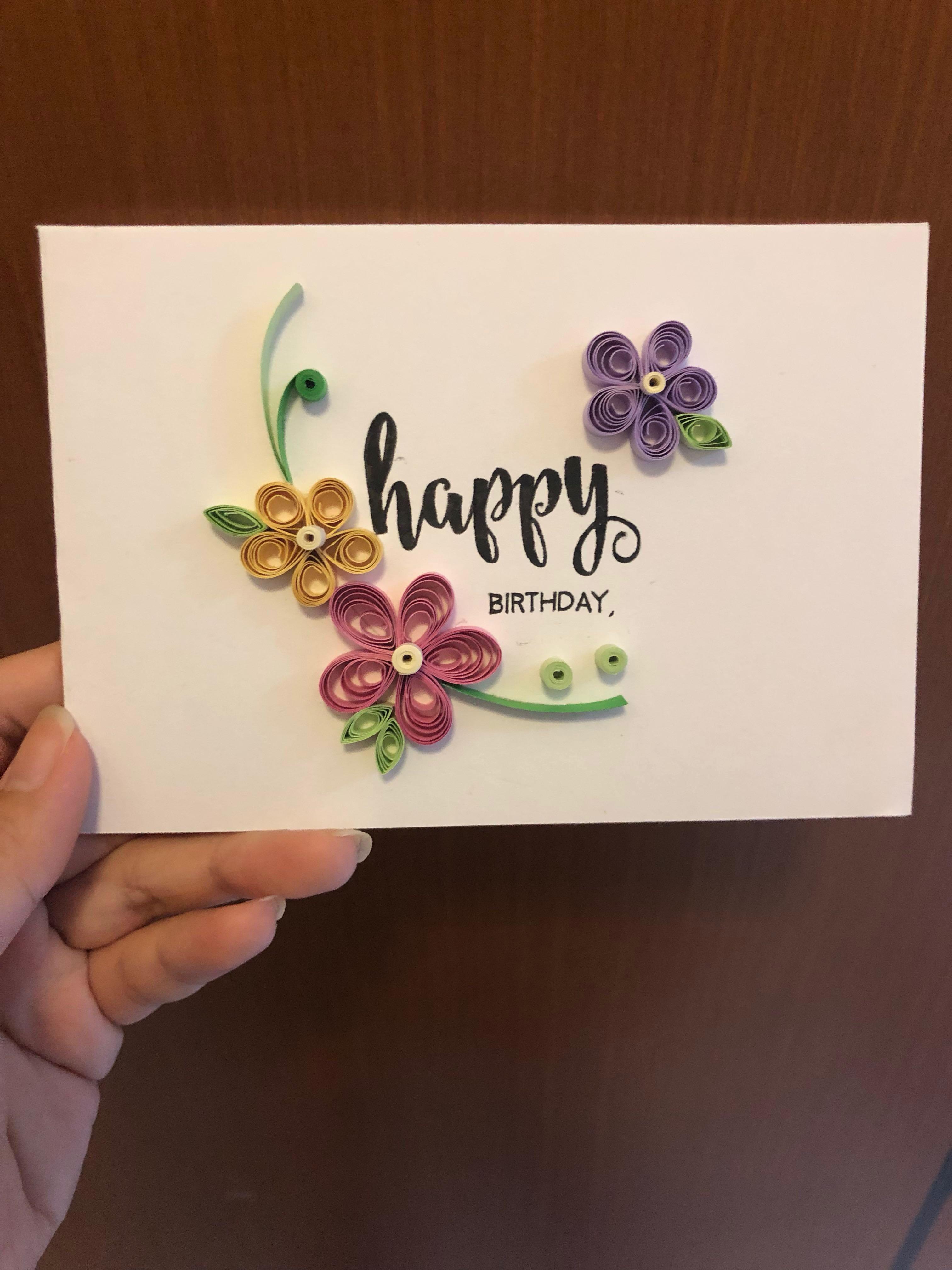 Quilled Flower Birthday Card, Hobbies & Toys, Stationery & Craft, Occasions & Party Supplies on