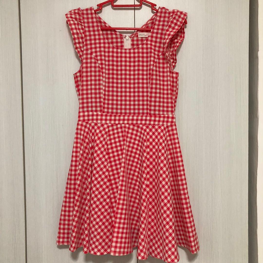 red and white checkered dress