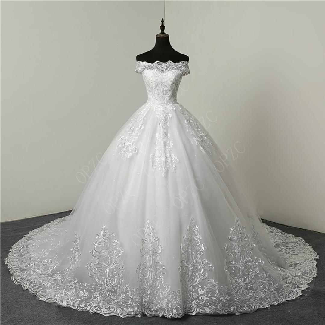 embroidered lace gown