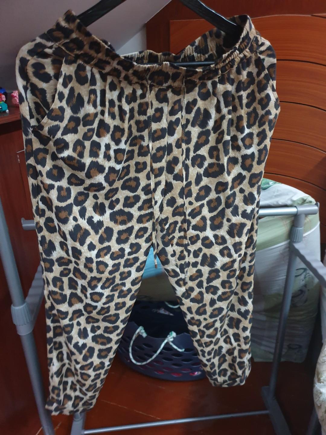 zara leopard print pants