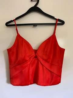 NEW Bardot Satin Crop Top