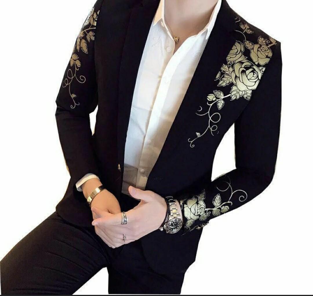 Mens black and on sale gold blazer jacket