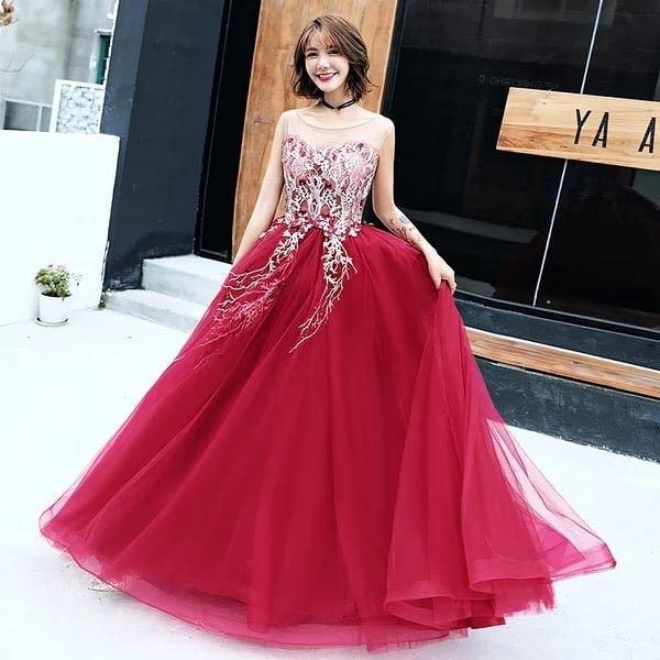 Maroon and clearance silver gown