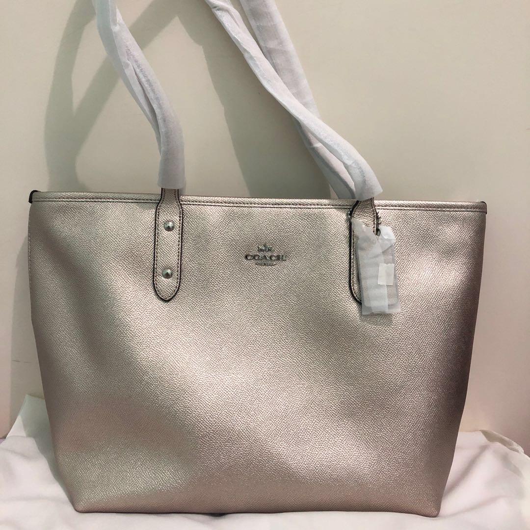COACH CITY ZIP TOTE PLATINUM Fesyen Wanita Tas Dompet di Carousell