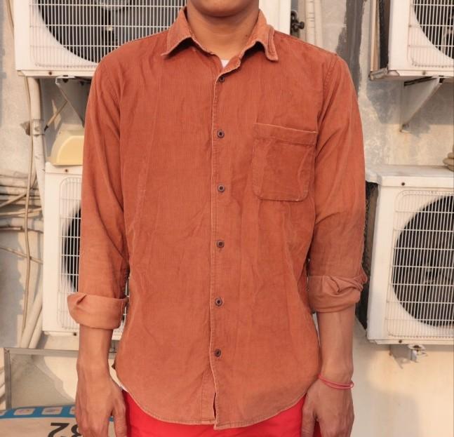 corduroy shirt uniqlo (tag cut), Fesyen 