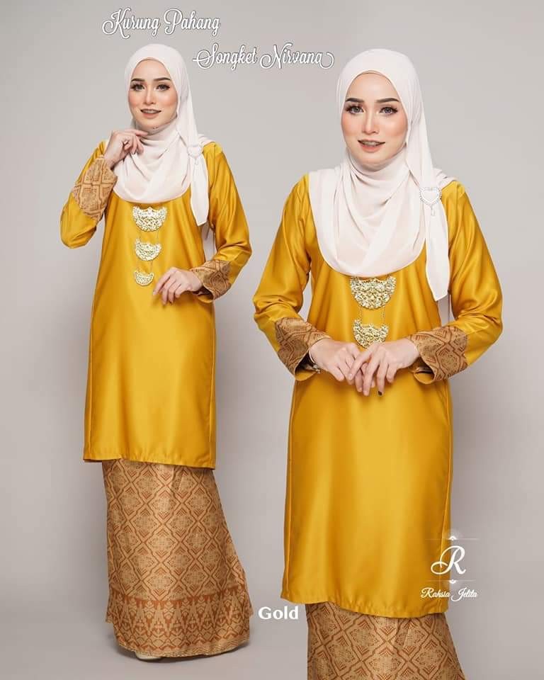 Baju kurung gold mustard clearance