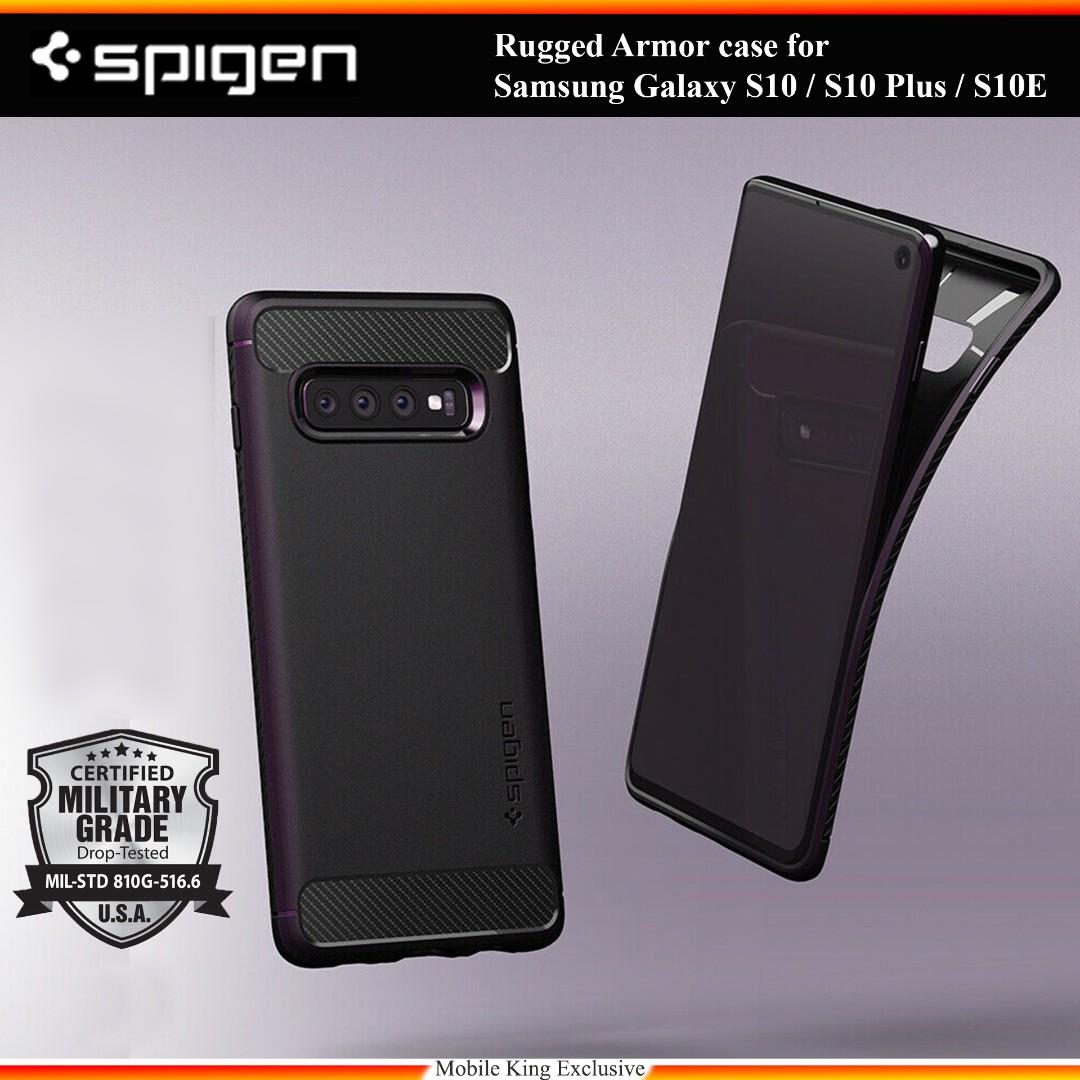 prelaunch sales spigen rugged armor for samsung galaxy s10 s10 plus s10e military grade protective phone case mobile phones gadgets mobile gadget accessories cases sleeves on carousell