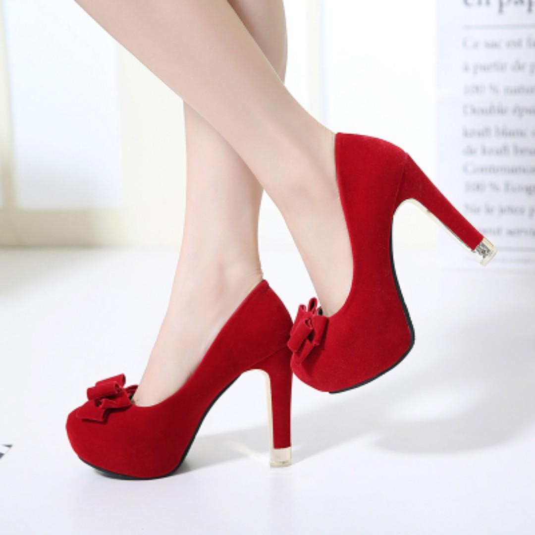 Girl in online red heels