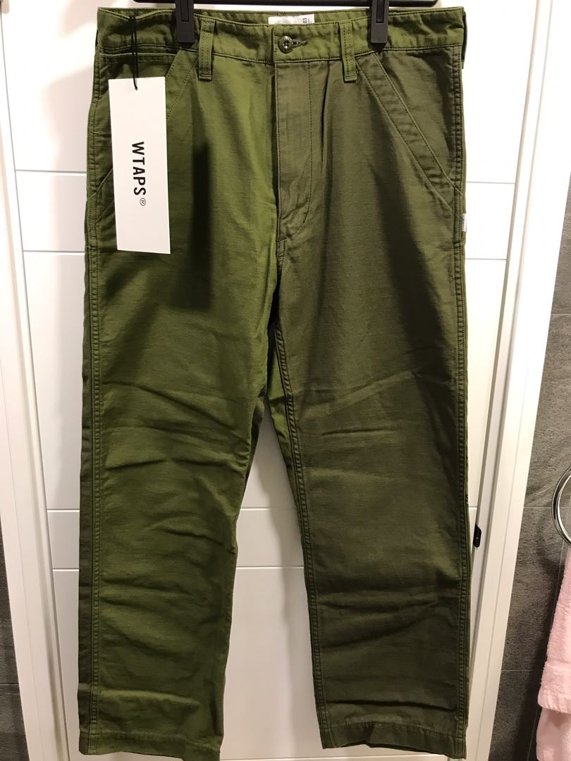 最高 trousers 01 buds 全新wtaps satin 軍褲 pants 2018fw 軍綠色長褲 drab olive 3 size パンツ