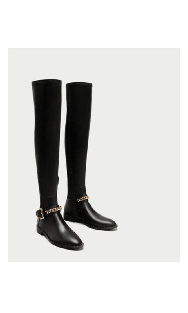 zara flat over the knee boots