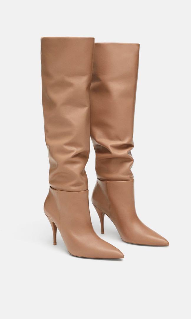 Zara soft leather high heeled boots size 6 Women s Fashion Shoes