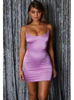 Purple satin mini dress - size 6 US