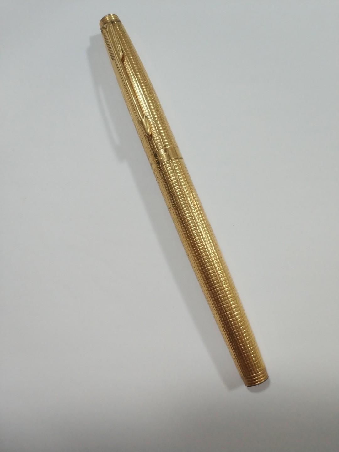 1966 14K Gold Filled PARKER 75 USA Crosshatch Insignia Cisele Fountain ...