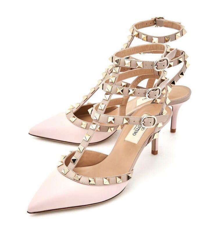 light pink valentino rockstud shoes