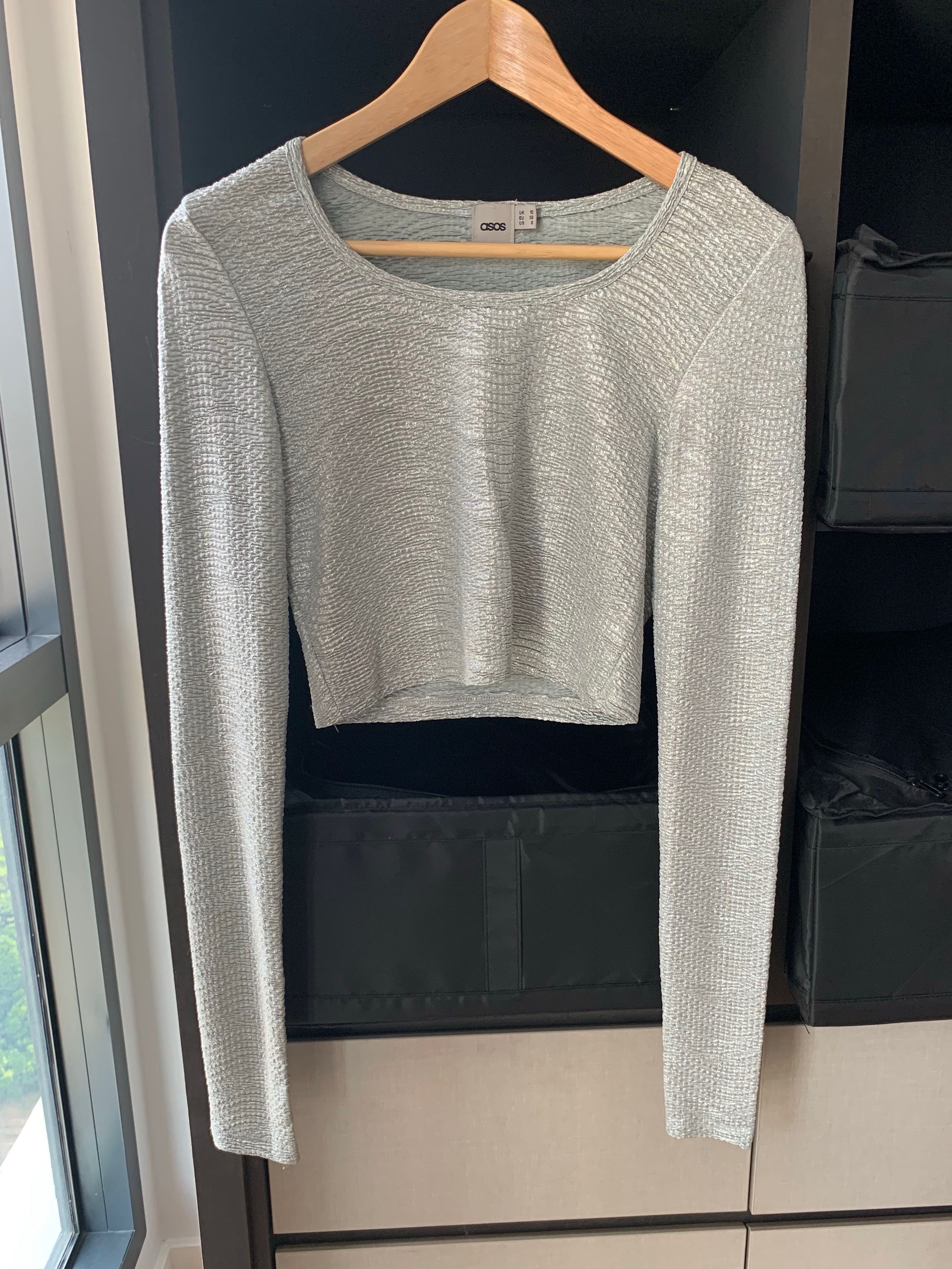 asos silver top