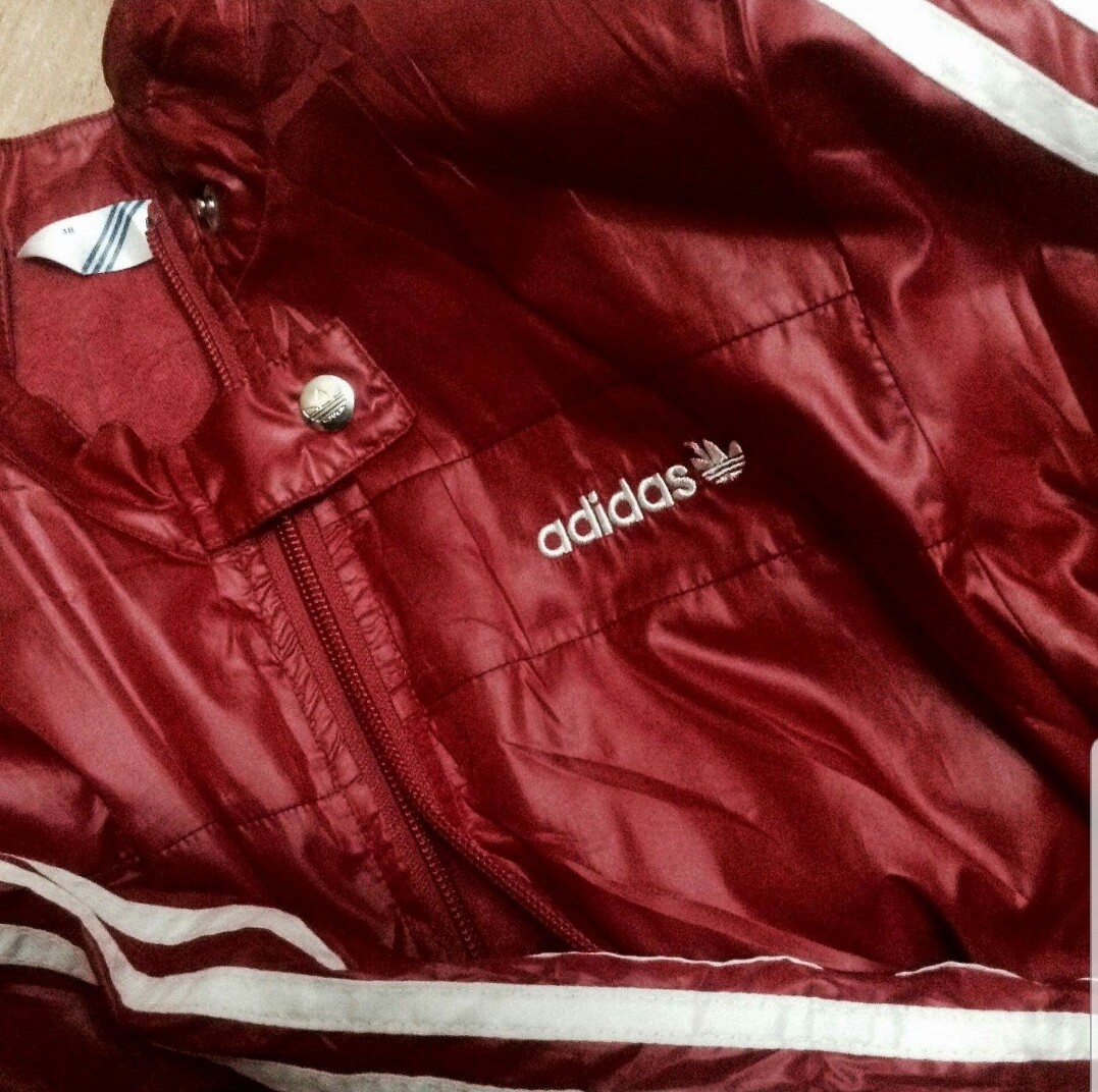 adidas red leather jacket