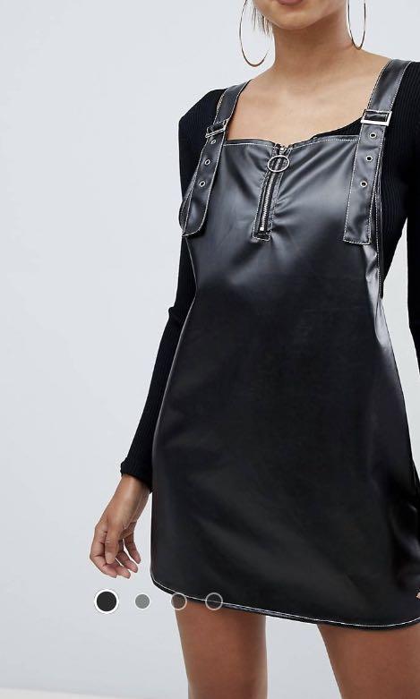 Brand New Missguided Leather Look Pinafore Dress Women s Fashion Dresses Sets Traditional Ethnic wear on Carousell