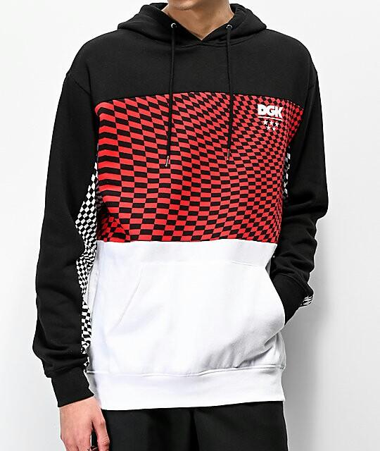 red white and black hoodie