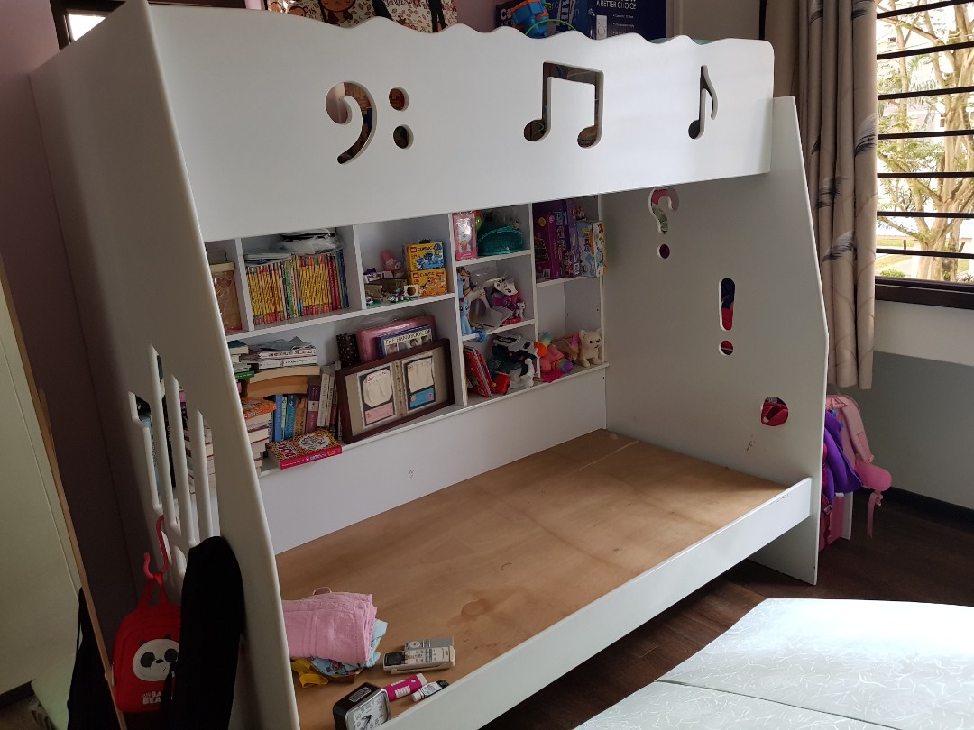 Double Deck Bunk Bed + Pull Out Bed Frame, Furniture & Home Living