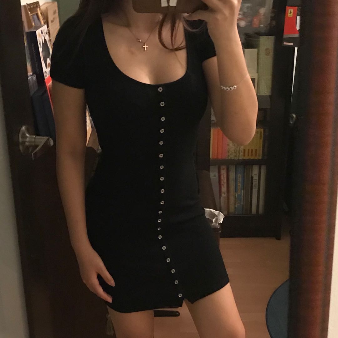 Forever 21 mini ribbed button down bodycon dress