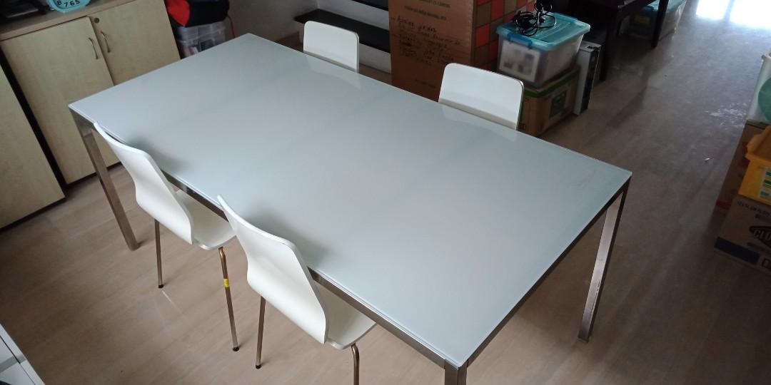 Glass Top Dining Table With Chrome Legs Furniture Tables Chairs On Carousell