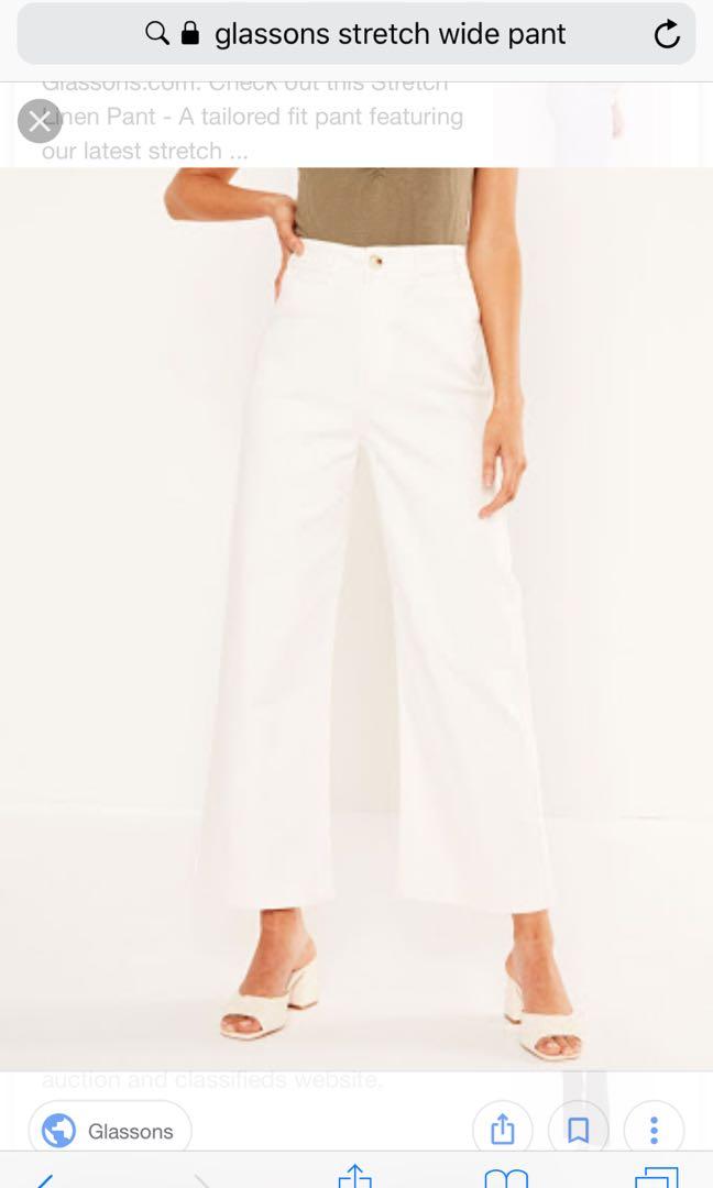 Glassons 'Stretch Wide Pant' in Milk or 